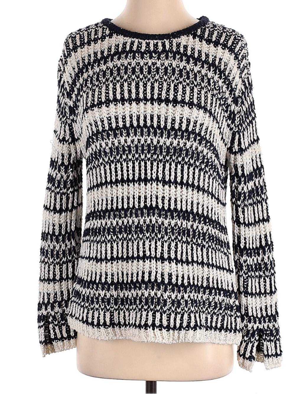 Size XS St. John Oversized Navy & Cream Knit Sweater